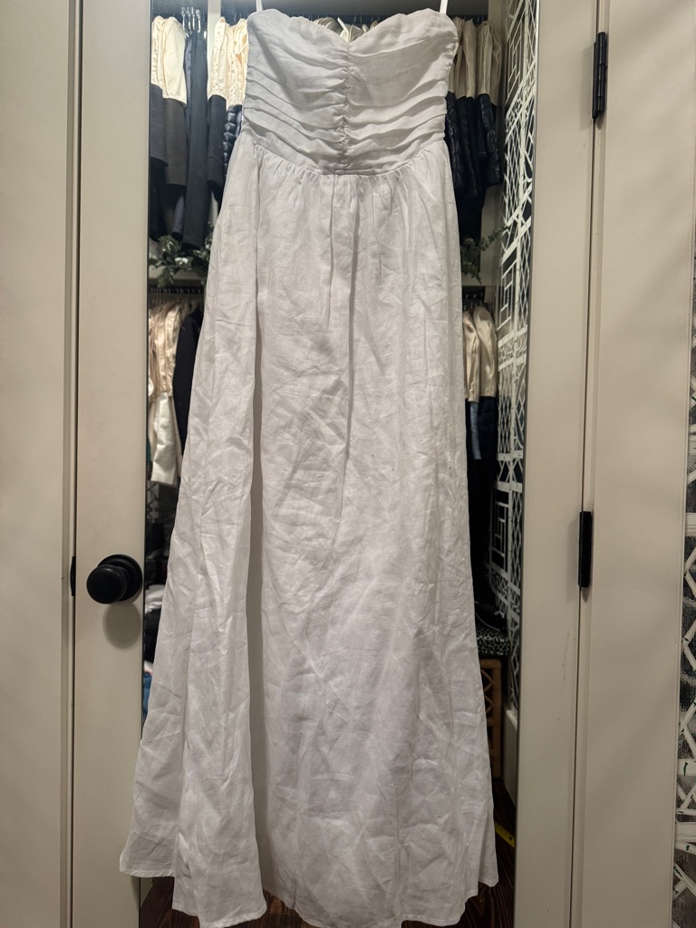 Dissh Strapless White Maxi Linen Dress